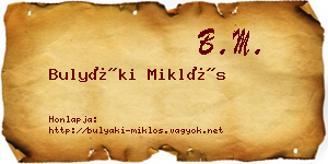 Bulyáki Miklós névjegykártya
